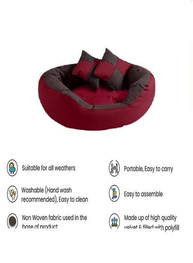 Gorgeous Nylon Super Soft Reversable Dual (Dog and Cat Bed)-Small (Maroon-Brown, S) - Image 2